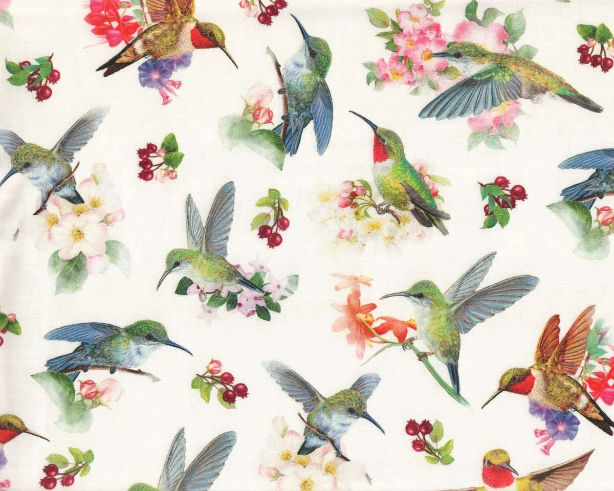 Patchworkstoff HUMMINGBIRD GARDEN, Kolibris, Quilting Treasures