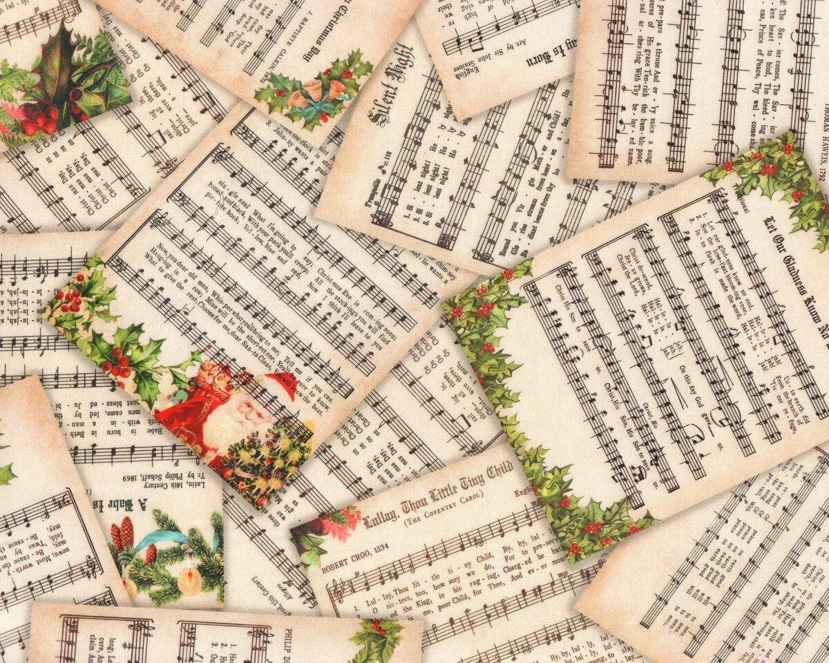 Patchworkstoff LIBRARY OF RARITIES, Weihnachts-Noten, Robert Kaufman