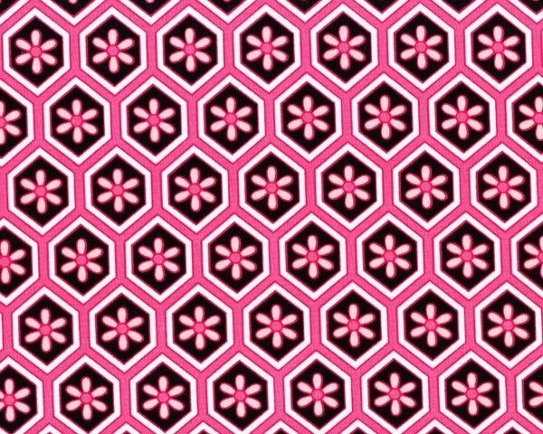 Patchworkstoff "London" mit Blüten-Waben, rosa-dunkles aubergine