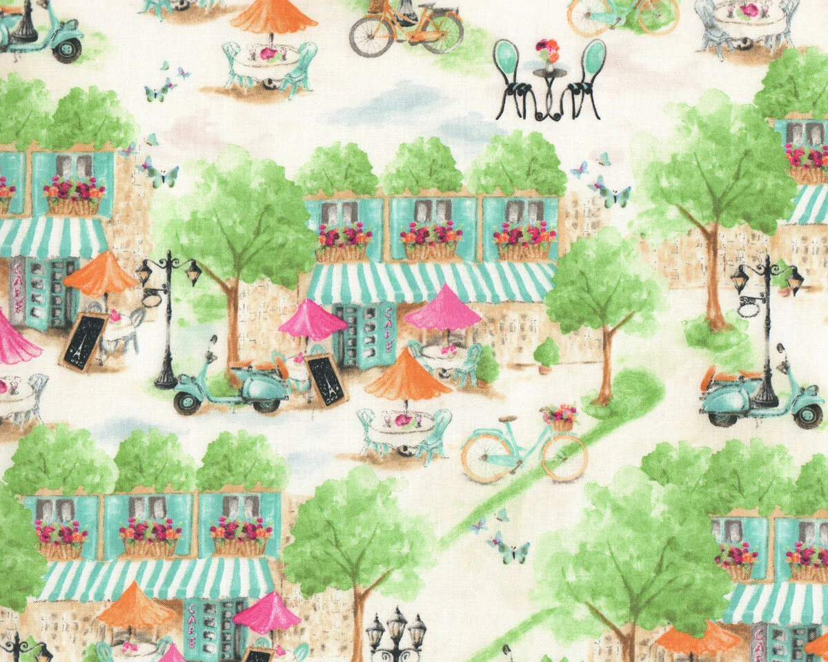Patchworkstoff LOVE IS IN THE AIR, Cafe in Paris, Blank Quilting