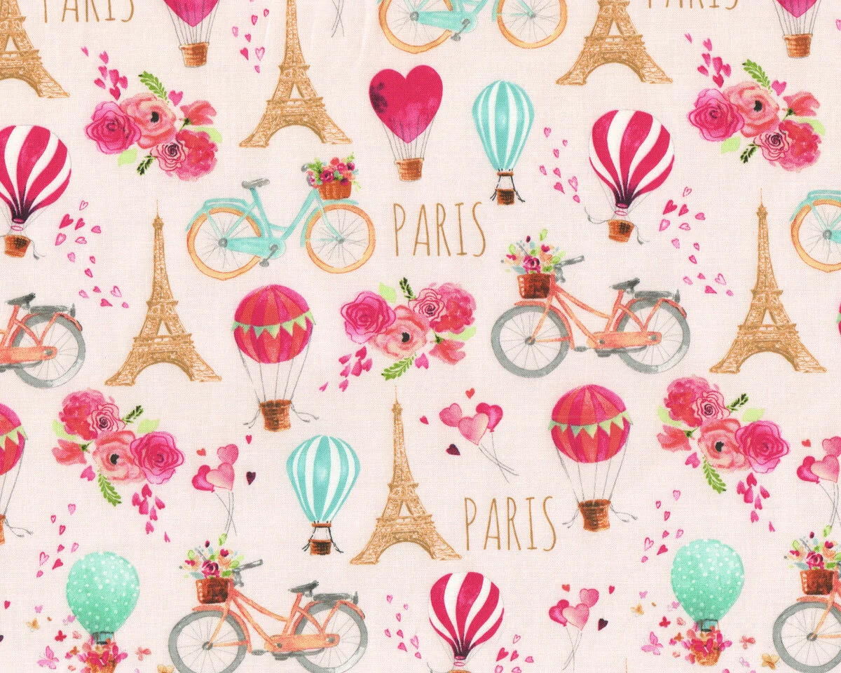 Patchworkstoff LOVE IS IN THE AIR, Eifelturm in Paris, Blank Quilting