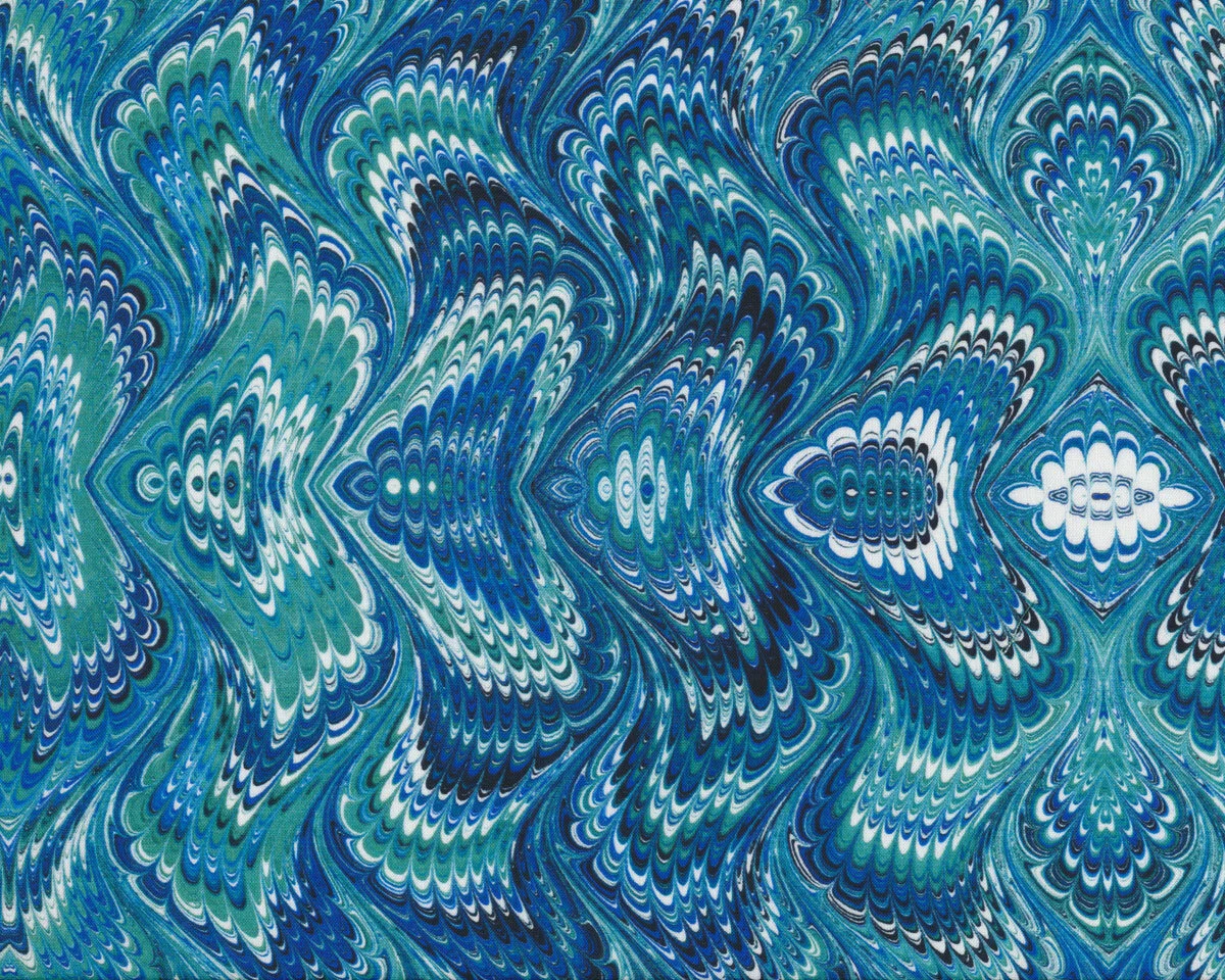 Patchworkstoff MARBLE ESSENCE, Kaleidoskop-Blüten, mintgrün, In the Beginning