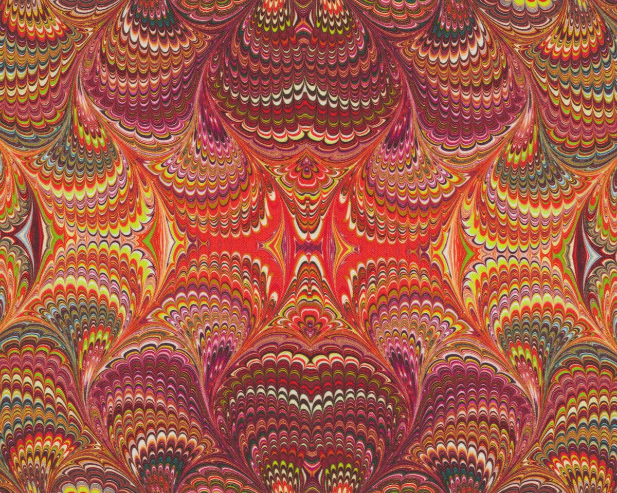 Patchworkstoff MARBLE ESSENCE, Kaleidoskop-Muster, dunkelrot, In the Beginning