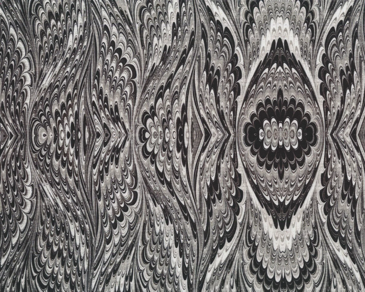 Patchworkstoff MARBLE ESSENCE, Kaleidoskop-Muster, schwarz, In the Beginning