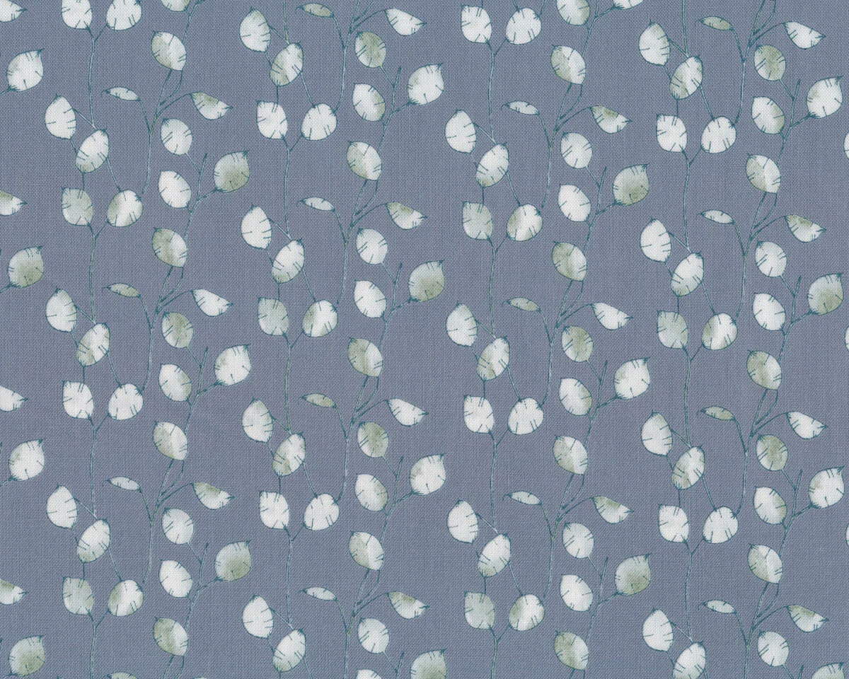Patchworkstoff MIDSUMMER, Blattranken, blaugrau, Windham Fabrics