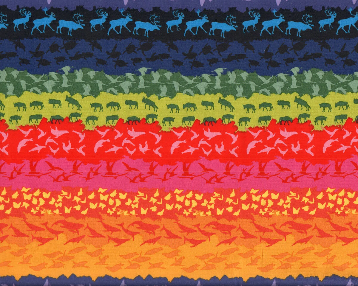 Patchworkstoff MIGRATION, Tier-Streifen, Lorraine Turner