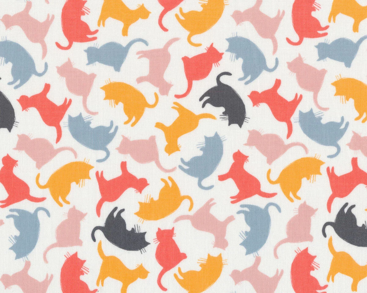 Patchworkstoff MOD CAT, Katzensilhouetten, weiß, Windham Fabrics