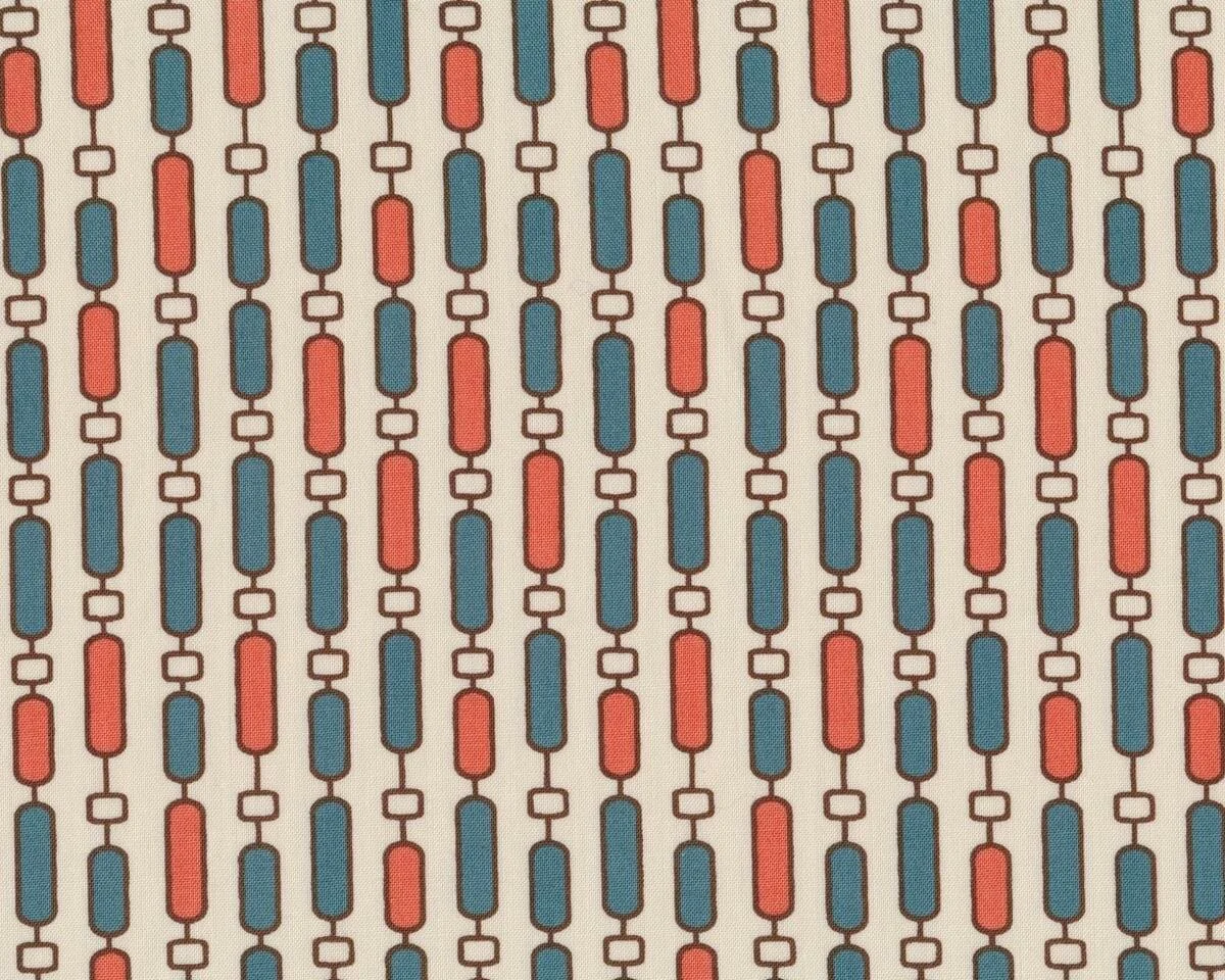 Patchworkstoff MODERN NEUTRALS, Ovalketten, natur-gedecktes petrol, Moda Fabrics