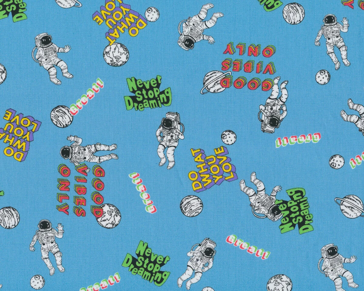 Patchworkstoff MUSINGS, Astronauten, himmelblau, Robert Kaufman