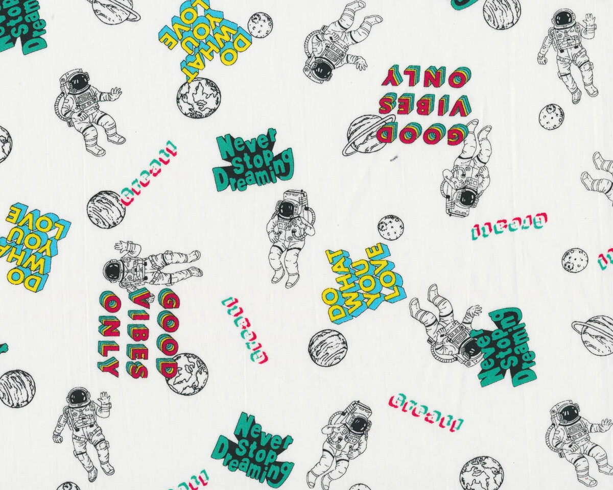 Patchworkstoff MUSINGS, Astronauten, weiß, Robert Kaufman