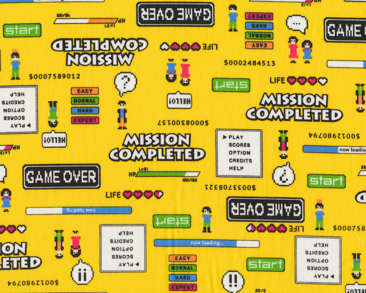 Patchworkstoff MUSINGS, Computer Spiele, gelb, Robert Kaufman