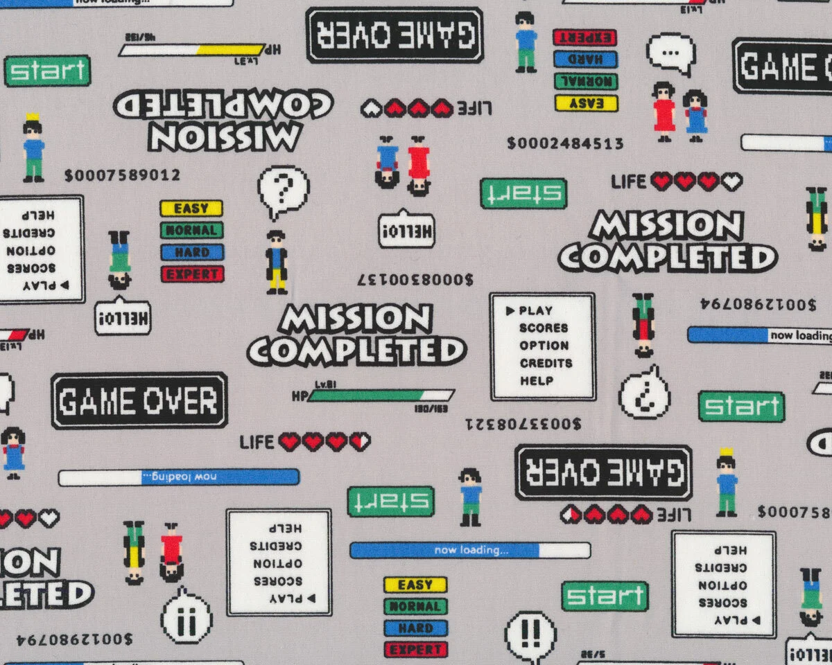 Patchworkstoff MUSINGS, Computer Spiele, hellgrau, Robert Kaufman