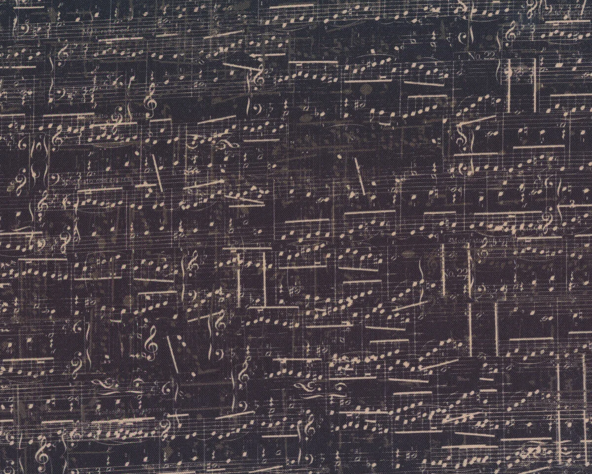 Patchworkstoff MY COMPOSITION, Musiknoten, anthrazit