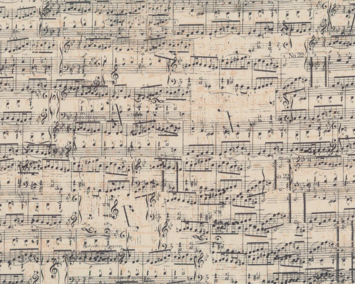 Patchworkstoff MY COMPOSITION, Musiknoten, natur