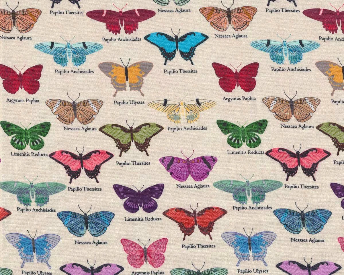 Patchworkstoff MY FLUTTER BY, Schmetterling, hellbeige