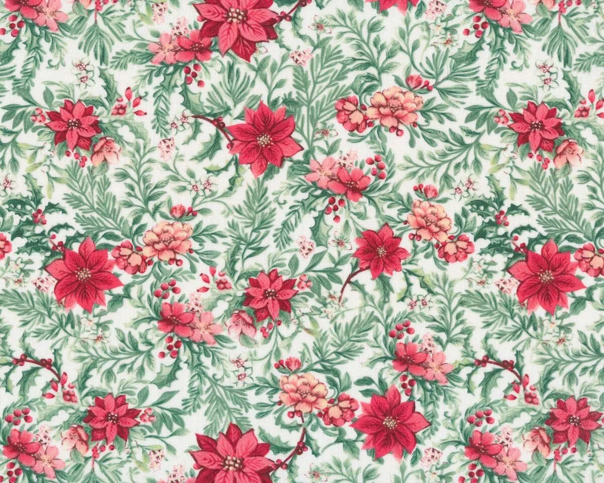 Patchworkstoff NOEL, Weihnachtsstern, wollweiß, Windham Fabrics