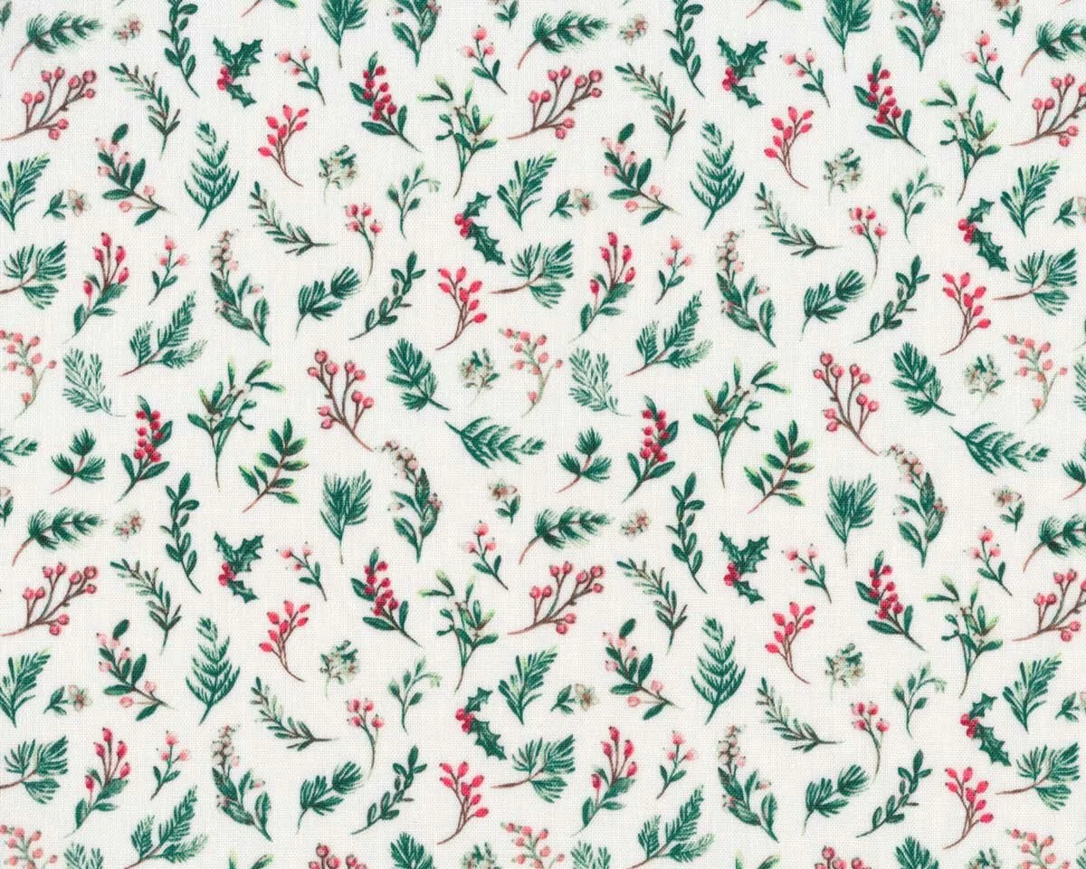 Patchworkstoff NOEL, Zweige und Beeren, wollweiß, Windham Fabrics