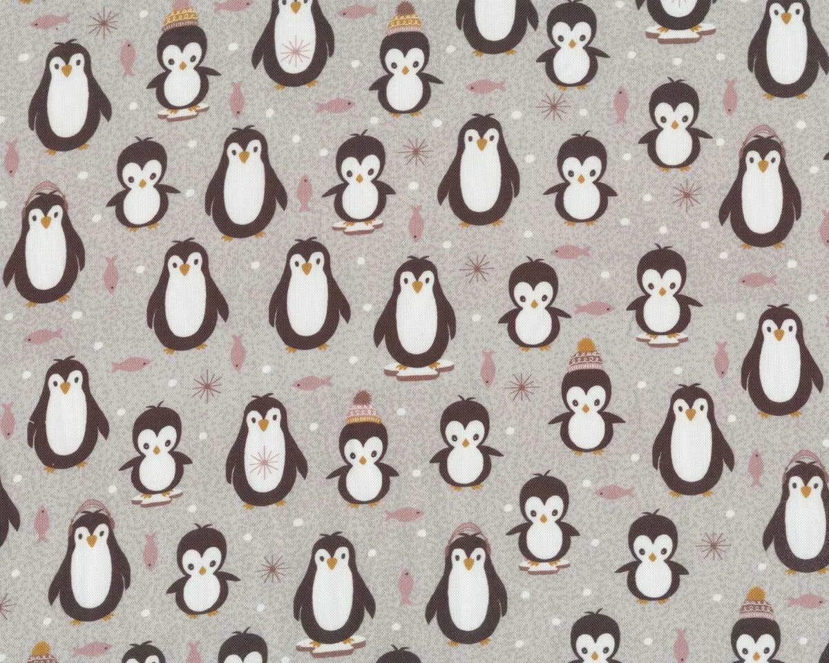 Patchworkstoff NORDIC FRIENDS FOREVER, Pinguin, grau