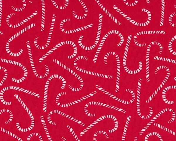 Patchworkstoff "Nordic Holiday" mit Zuckerstangen, rot-weiß
