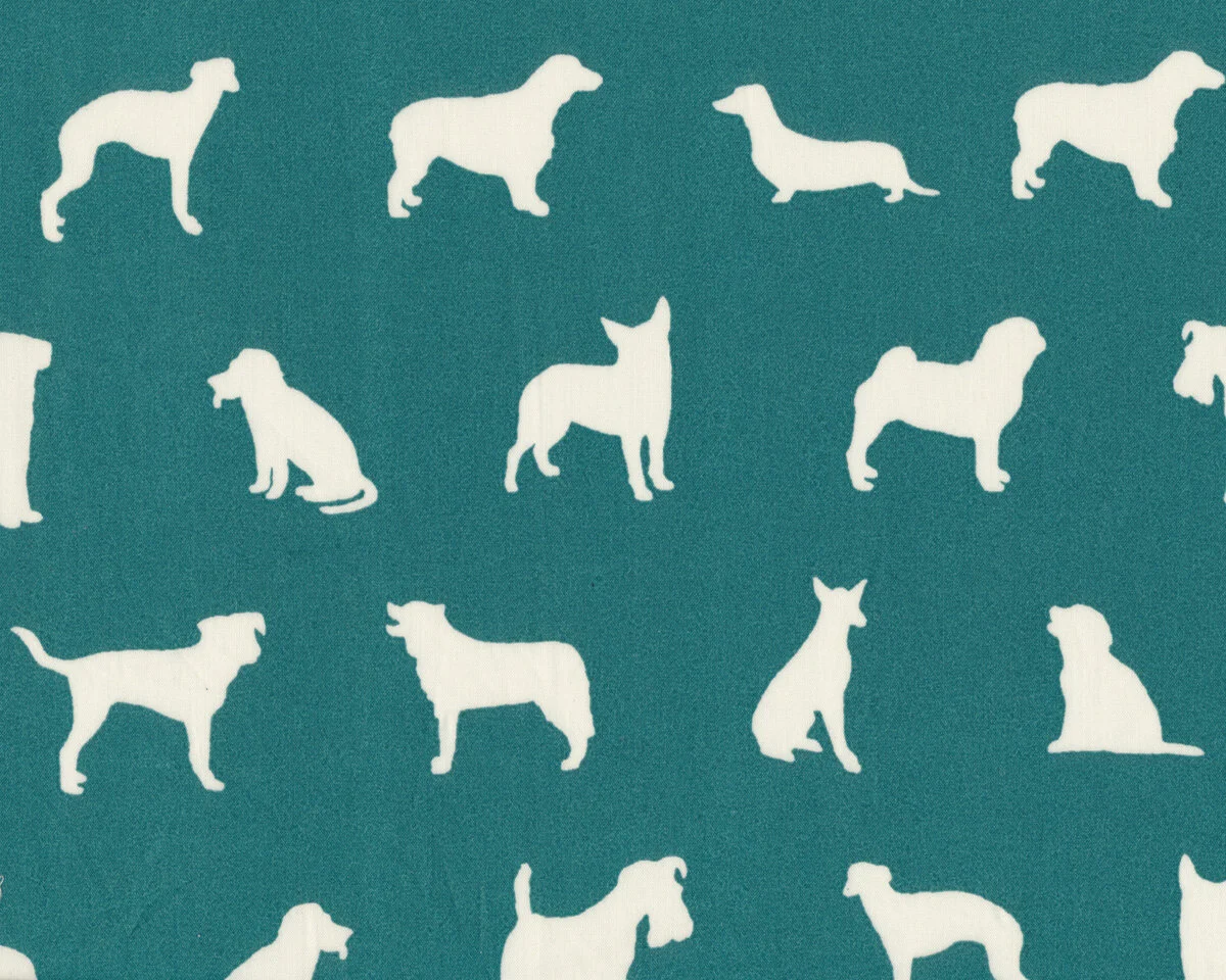 Patchworkstoff, Organic Cotton FARM FRESH, Hunde, dunkles türkisgrün