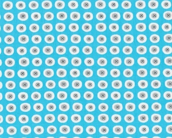 Patchworkstoff Organic Cotton GOTS, HAVANA, Knopf-Kreise, himmelblau
