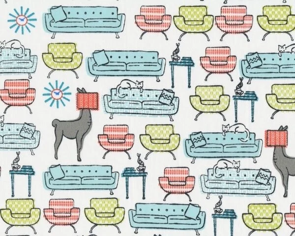 Patchworkstoff Organic Cotton GOTS, MODERN HOME, Möbel, hellblau-weiß