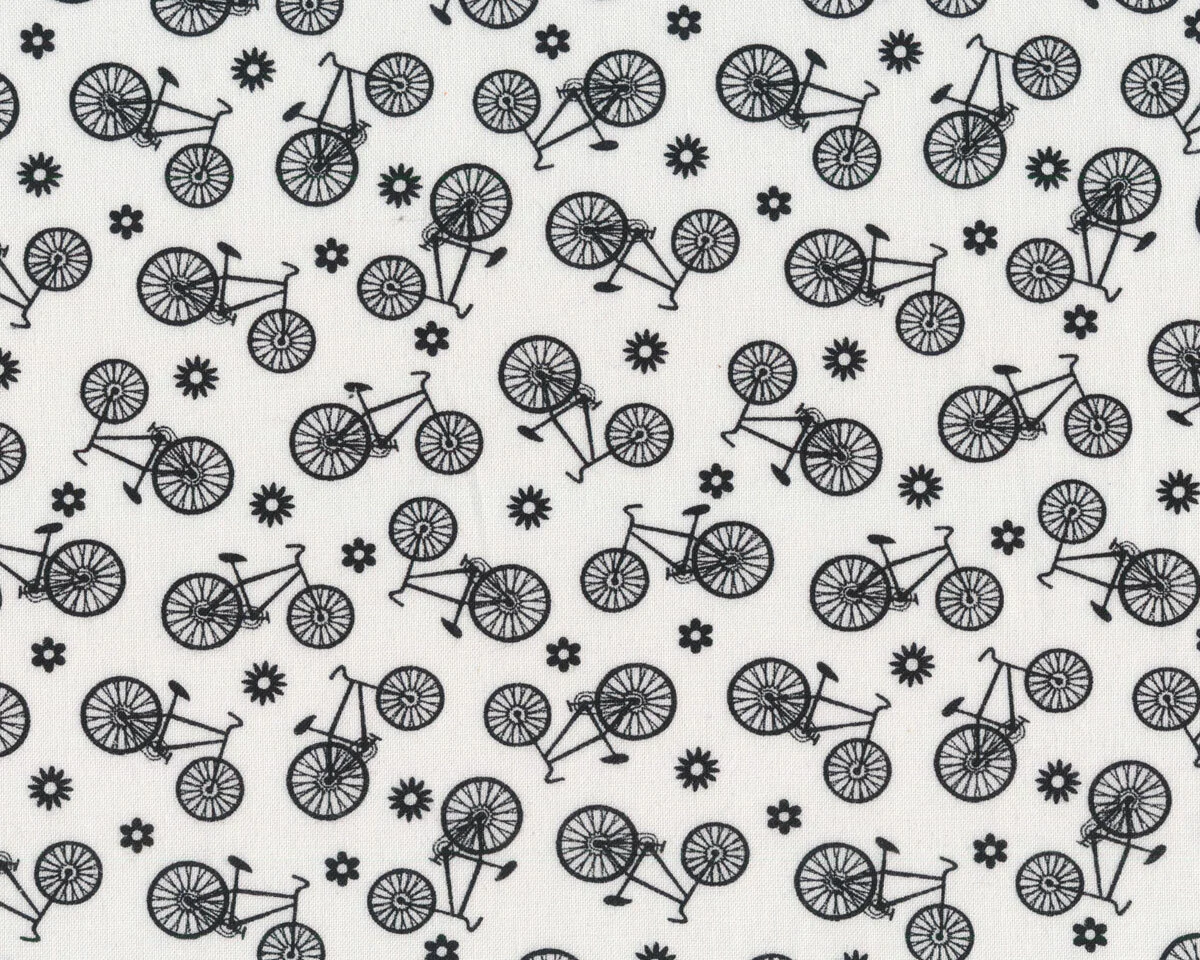 Patchworkstoff PARADOX, Fahrräder, weiß-schwarz, Blank Quilting