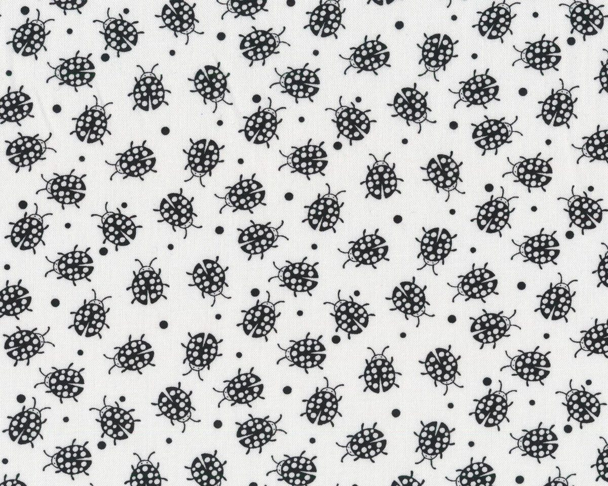 Patchworkstoff PARADOX, Käfer, weiß-schwarz, Blank Quilting