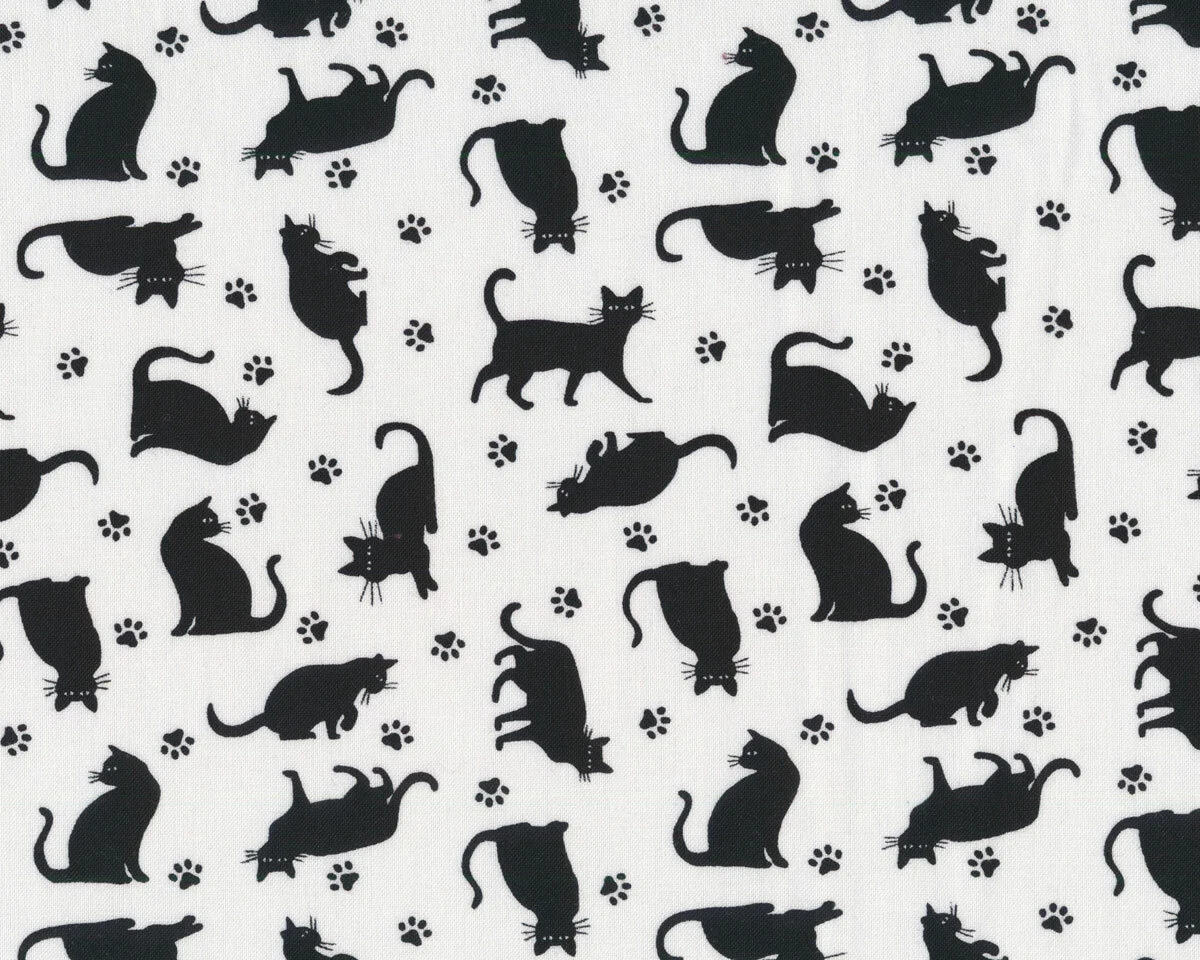 Patchworkstoff PARADOX, Katzen, weiß-schwarz, Blank Quilting