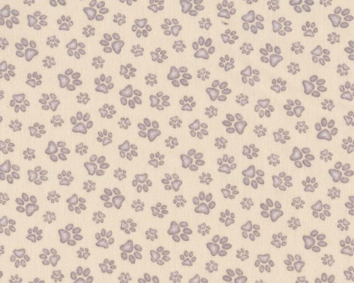 Patchworkstoff PAW PRINT, Pfoten, creme, Elizabeth's Studio
