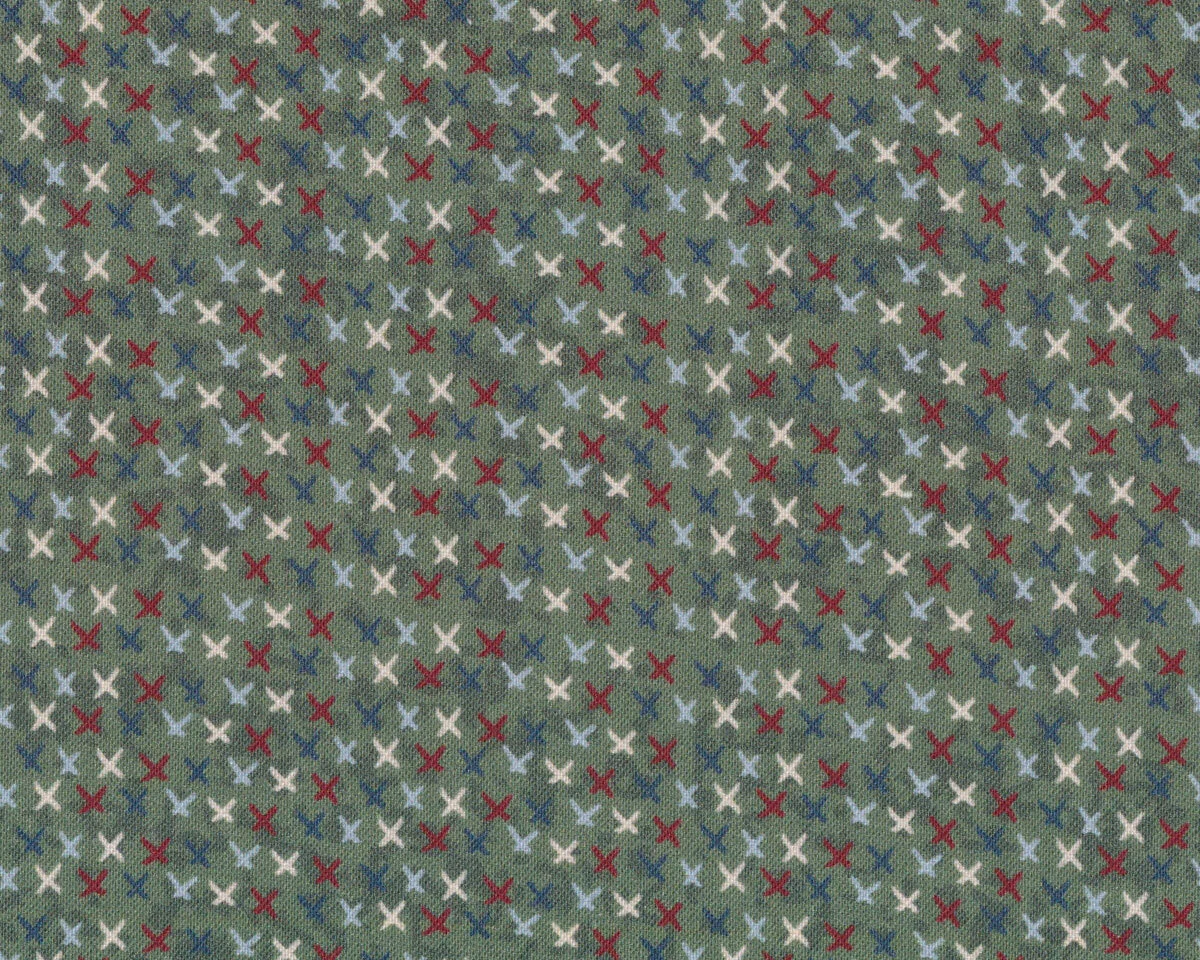 Patchworkstoff PEACE AND JOY, Kreuze, graugrün