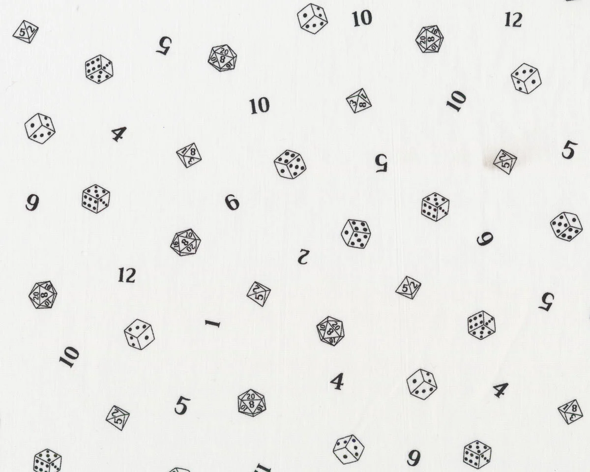 Patchworkstoff PLEASURES, Würfel und Zahlen, gebrochenes weiß, Robert Kaufman