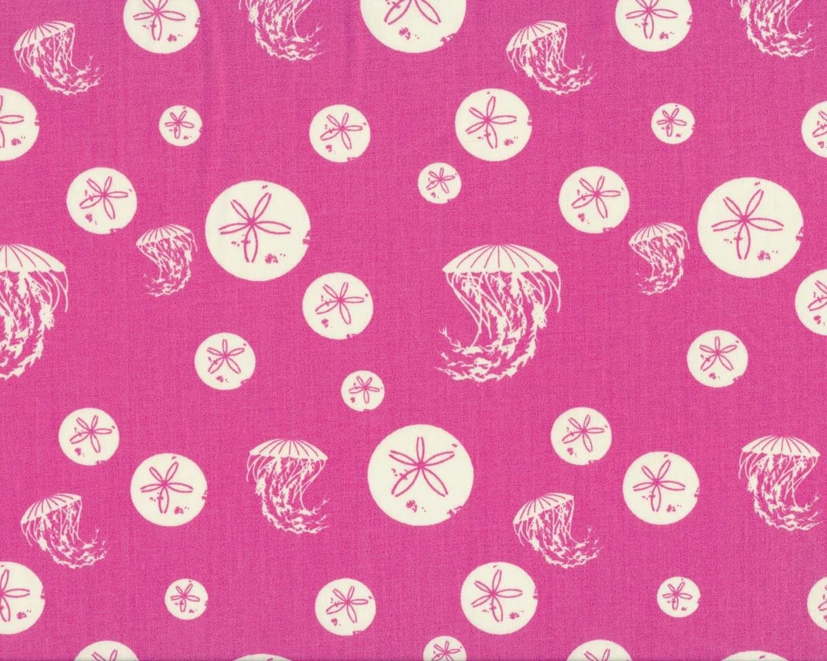 Patchworkstoff, Popeline Organic Cotton MARITIME, Quallen, pink