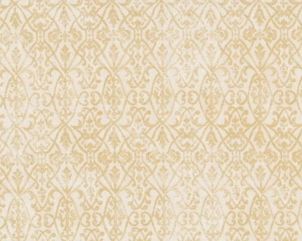 Patchworkstoff "Poppy Love" mit verwaschenem Blüten-Rauten-Gitter, natur-helles beige