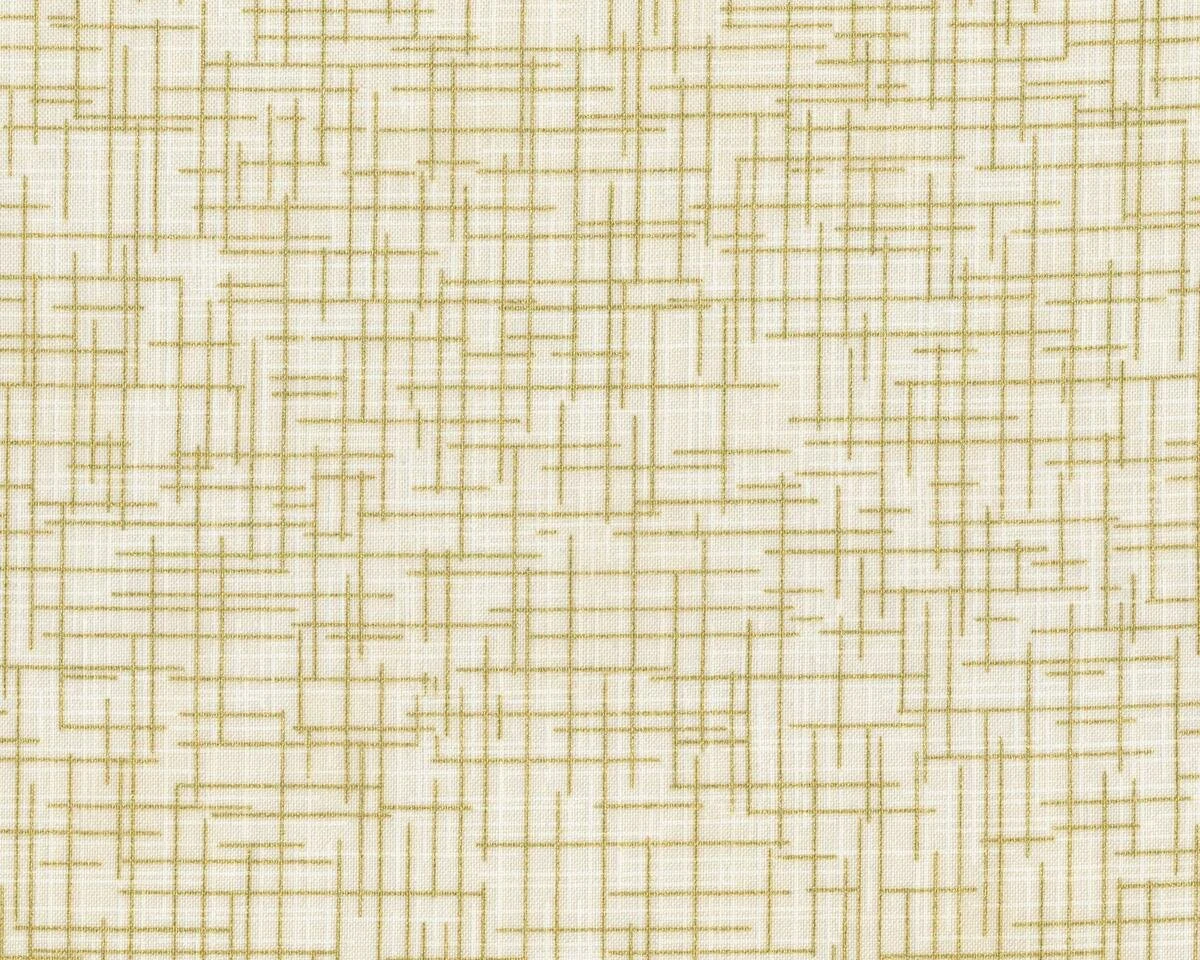 Patchworkstoff QUILTER'S LINEN METALLIC, Karo-Schraffur, creme-gold metallic