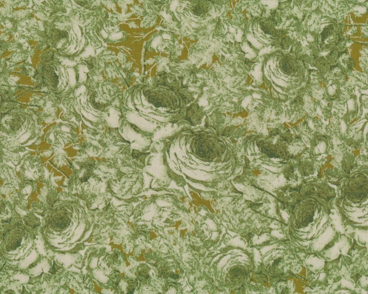 Patchworkstoff ROSE WATER, Rosen, moosgrün, Tina Givens