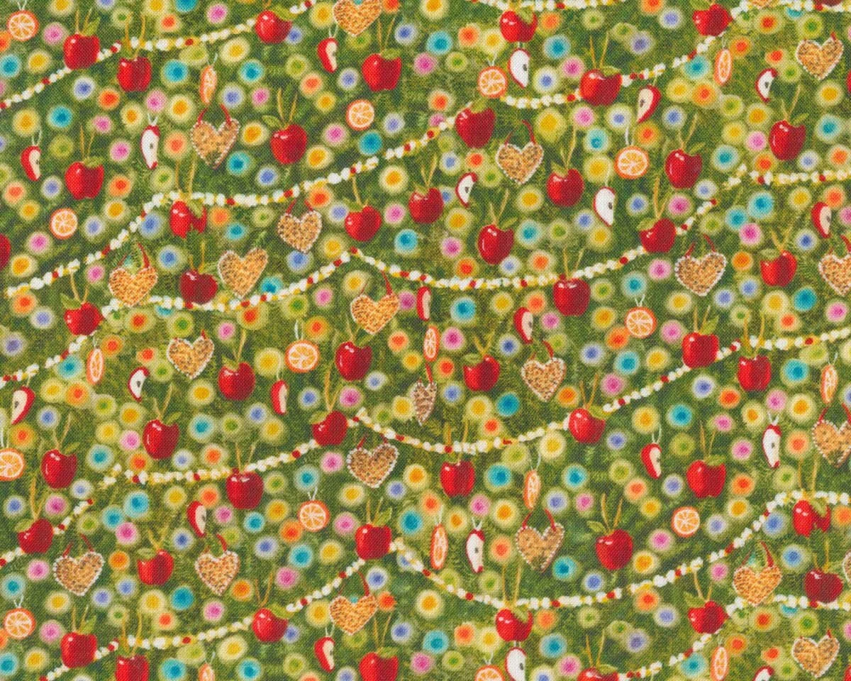 Patchworkstoff SANTAS WOODLAND WALK, Lichtergirlande, Robert Kaufmann