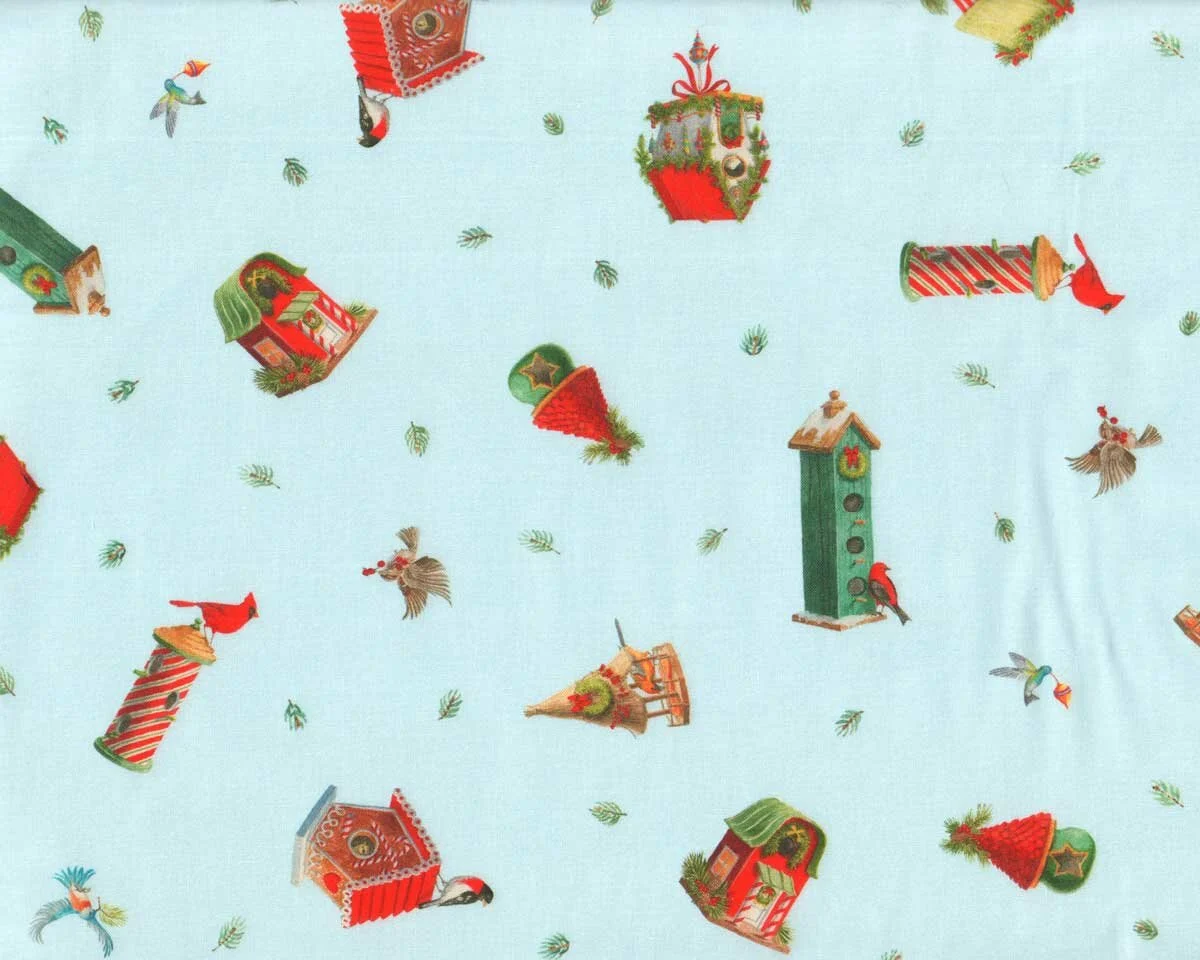 Patchworkstoff SANTAS WOODLAND WALK, Vogelhäuschen, Robert Kaufmann