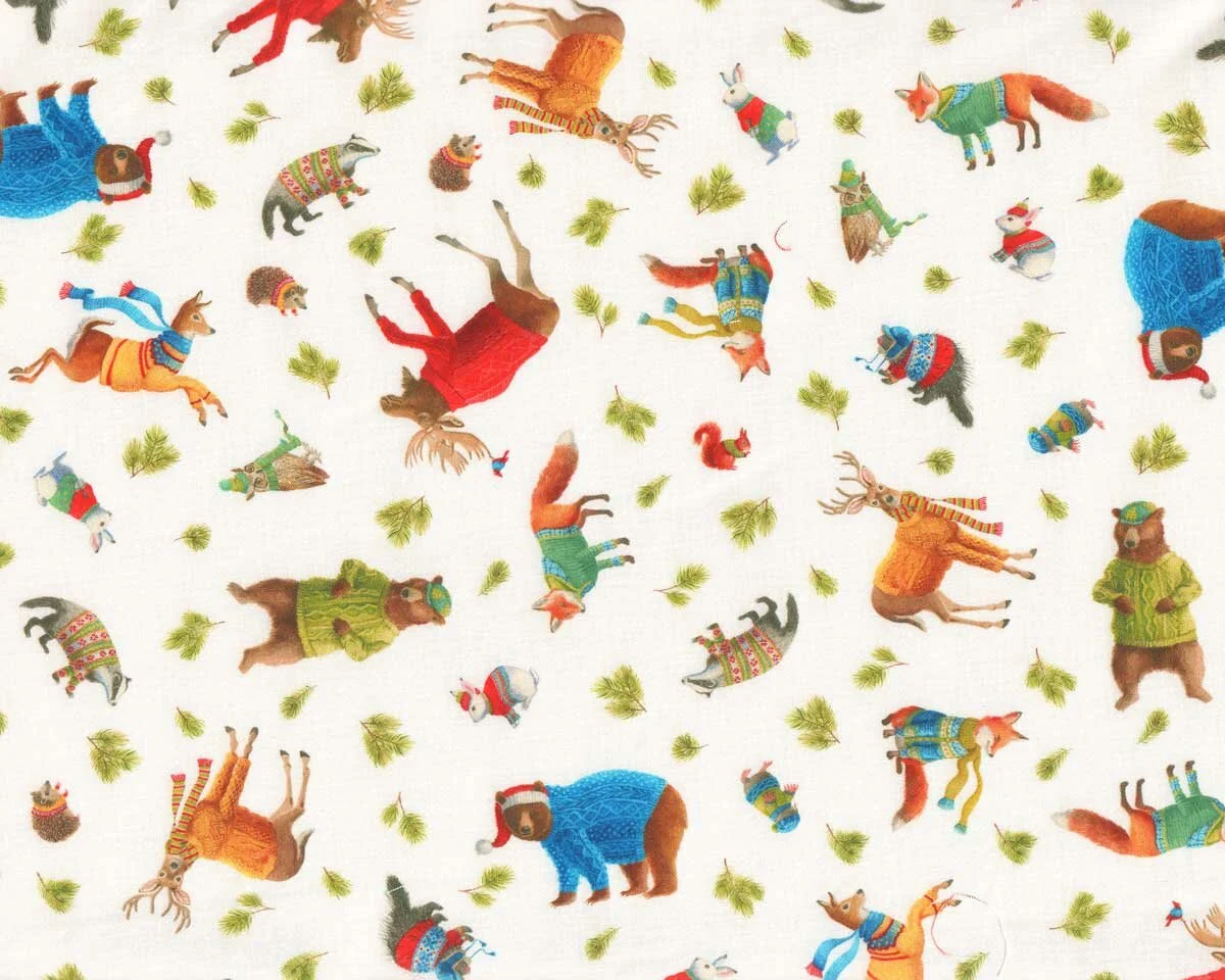 Patchworkstoff SANTAS WOODLAND WALK, Waldtiere, Robert Kaufmann