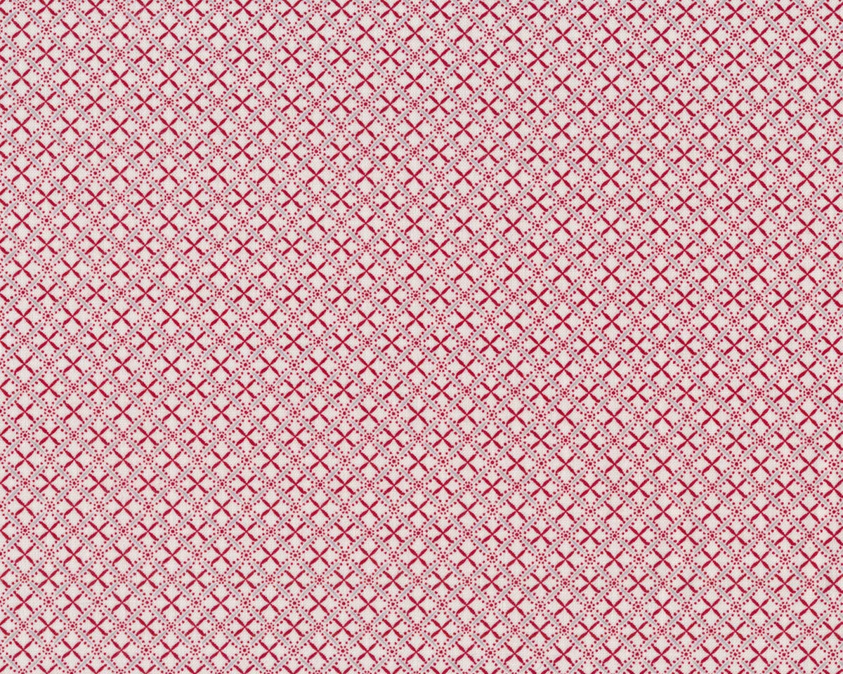 Patchworkstoff SCARLET STITCHES, Kreuzgitter, weiß, Henry Glass