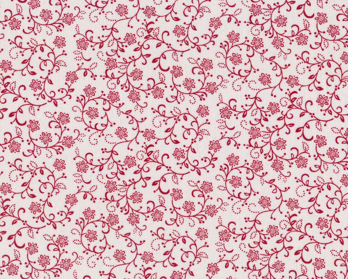 Patchworkstoff SCARLET STITCHES, Ranken, weiß, Henry Glass
