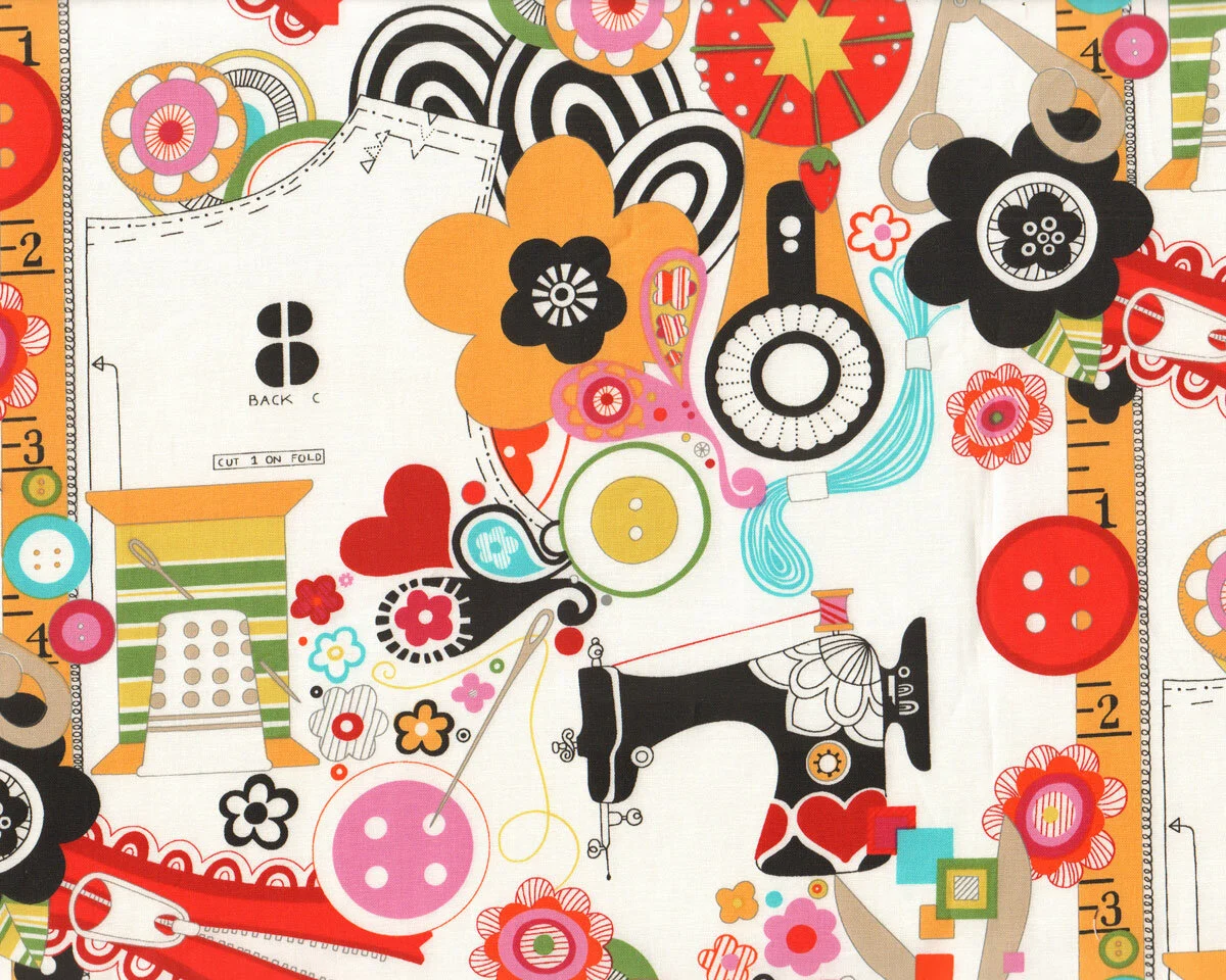 Patchworkstoff SEW NOW! SEW WOW! Nähzubehör, weiß, Alexander Henry