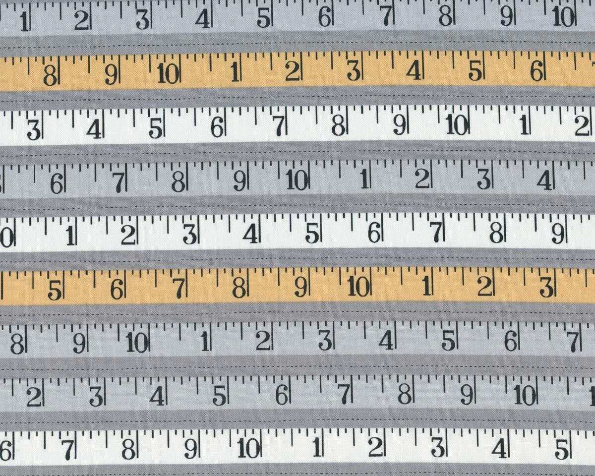 Patchworkstoff SEWING STUDIO, Maßbänder, grau-beige