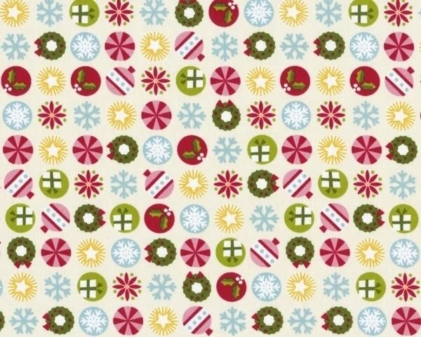 Patchworkstoff "Sleigh Ride" mit kleinen Kreis-Ornamenten, weinrot-cremé