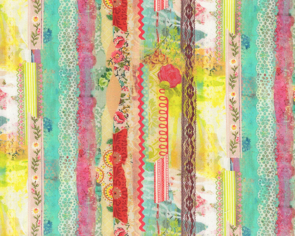 Patchworkstoff Soulshine and Daydreams, Collage-Streifen, Kelly Rae Roberts