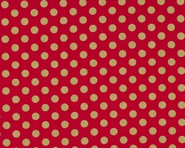 Patchworkstoff SPOT ON, regelmäßige Punkte, rot-gold