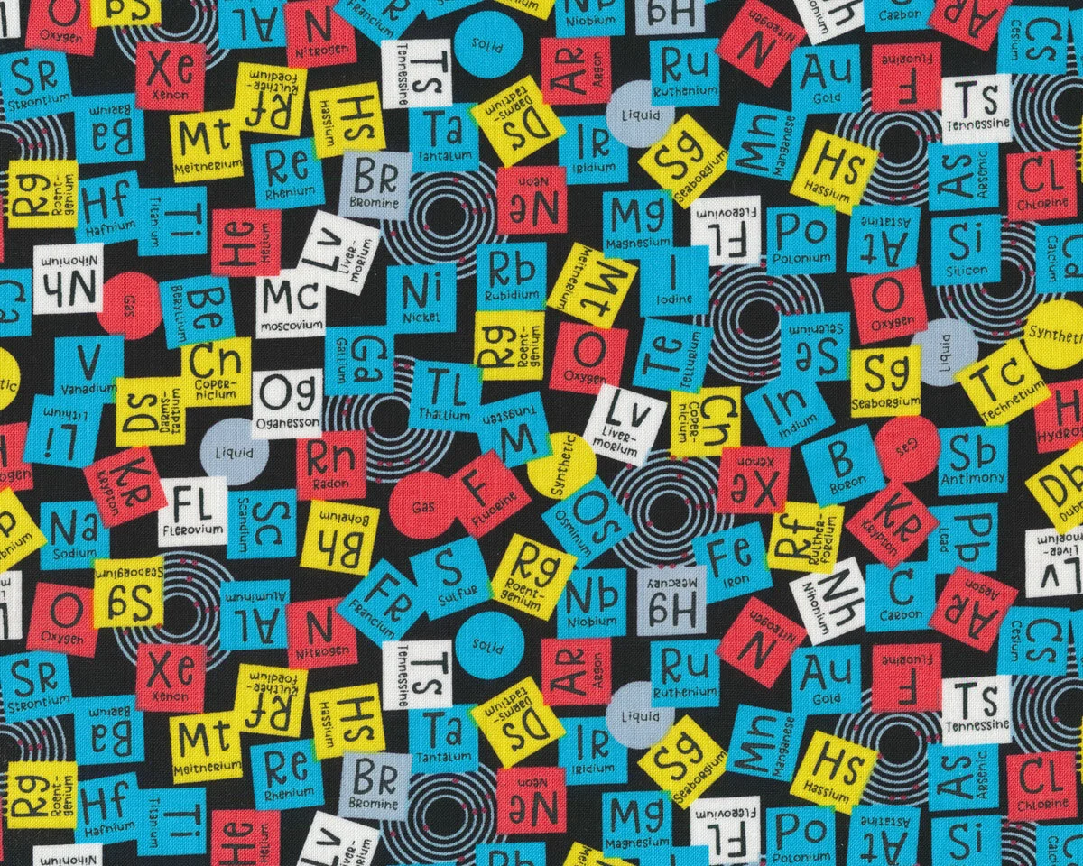 Patchworkstoff STEM SQUAD, Chemie, schwarz-blau, Michael Miller