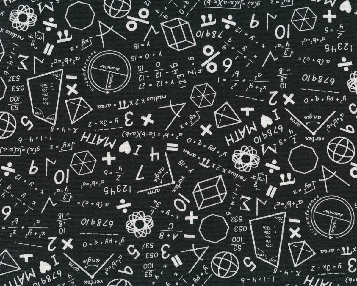 Patchworkstoff STEM SQUAD, Mathe-Formeln, schwarz, Michael Miller