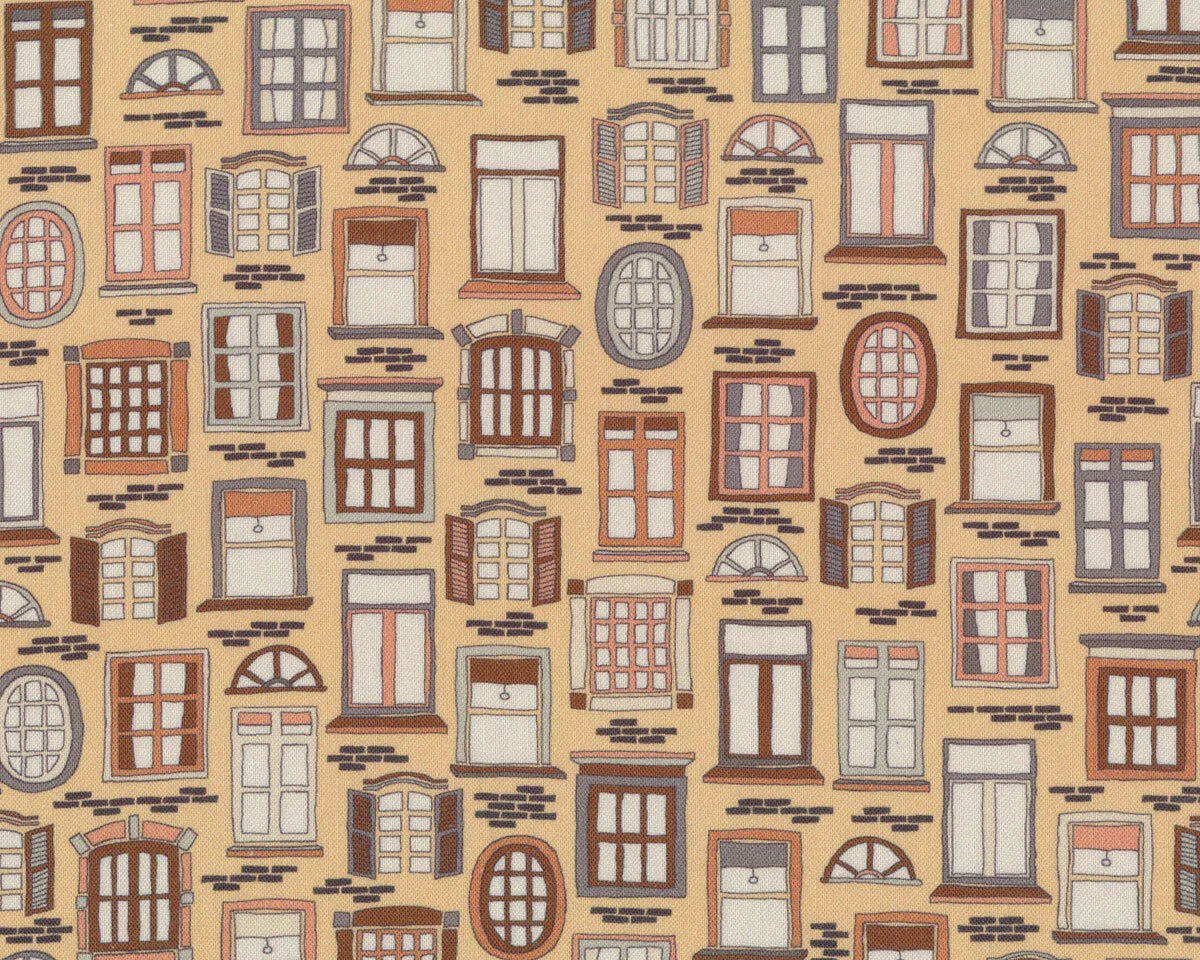 Patchworkstoff STEP OVER MY DOORSTEP, Fenster, beige