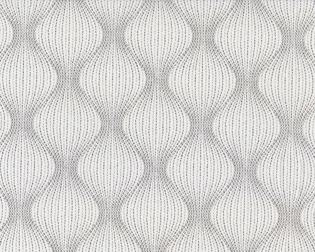 Patchworkstoff STUDIO STASH, Lampion-Wellenstreifen, gebrochenes weiß-schwarz